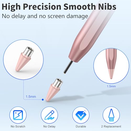COO Universal Active Stylus Pen for iOS, Android & Samsung Touch Screens | Smart Digital Stylus for Lenovo/Vivo/Mi/HUAWEI Tablets, iPhone/Samsung/Pixel Phones for Drawing, Rose Gold - color: Rose Gold