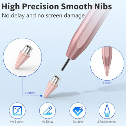 COO Universal Active Stylus Pen for iOS, Android & Samsung Touch Screens | Smart Digital Stylus for Lenovo/Vivo/Mi/HUAWEI Tablets, iPhone/Samsung/Pixel Phones for Drawing, Rose Gold - color: Rose Gold
