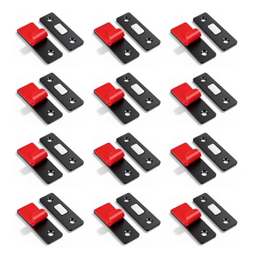 Cabinet Door Catch -12 Pack Ultra Thin Cabinet Door Magnetic Catch,Cabinet Magnets,Adhesive Drawer Latch,Cabinet Magnetic Catch,Strong Hold for Drawer Closet Door Magnetic Door Catch Closer-Black - color: Black, size: 12 Pack