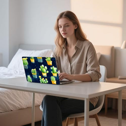 Aesthetic Laptop Skin Sticker, Potted Cacti Pattern Waterproof Vinyl Laptop Decal, Removable Bubble Free, Reusable Protective Cover for 13 14 15 15.6 Inch - color: Potted Cacti Pattern