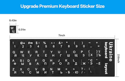 (2PCS) Ukrainian Keyboard Stickers, Ukraine Keyboard Letters Replacement Sticker with White Letter/Black Background, Cyrillic Russian Belarus Keyboard Stickers for Computer Laptop Notebook Desktop - color: Ukrainian