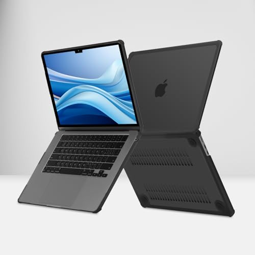 MOSISO Compatible with MacBook Air 15 inch Case M5 2026 M4 M3 M2 2025-2023 | A3448 A3241 A3114 A2941,Anti-Cracking,Heavy Duty Shock-Absorbing Hard Shell Case with TPU Bumper&Keyboard Cover, Black - color: Black