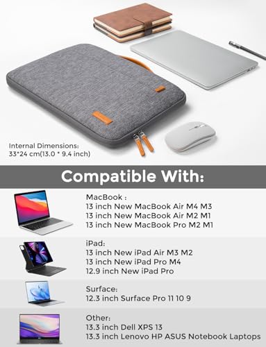 DOMISO 13.3 inch Laptop Case Sleeve Protective Cover Compatible with 14 inch MacBook Pro M4 M3 M2/MacBook Pro Max,13-13.3 inch Dell,Lenovo, HP,Waterproof Computer Cases Bag with Handle,Grey - color: Grey, size: 14" for MacBook Pro