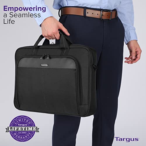 Targus 15-16 Inch Slim Lightweight Laptop Briefcase, Black - Messenger and Shoulder Bag with Padded Compartment and Trolley Strap for 16" Laptops (TCT027US) (Pack of 5) - color: Black, size: 16 inch (Pack of 5)