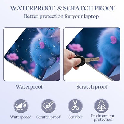 Universal Laptop Skin Sticker Decal,15.6 Inch Laptop Vinyl Cover for 13" 14" 15.6" Laptop,Scratch-Resistant Waterproof Protector Wrap,Reusable with Wrist Pads,Magical Blue Cat - color: Magical Blue Cat