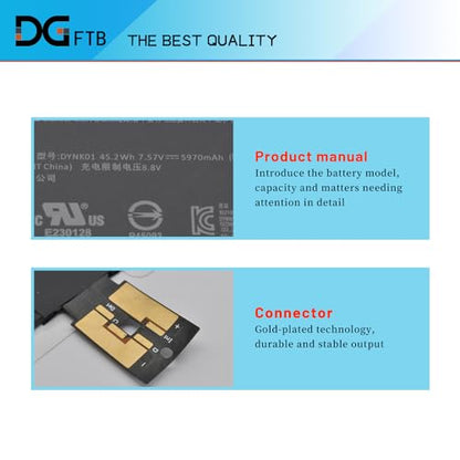 DGFTB 45.2Wh DYNK01 G3HTA036H Laptop Battery Replacement for Microsoft Surface 1st Gen 1769 2017, Surface 1782 13.5'', 2-LQN-00004 KSR-00001 DAG-00003 (7.57V 45.2Wh/5970mAh/ 4-Cell) with Tools