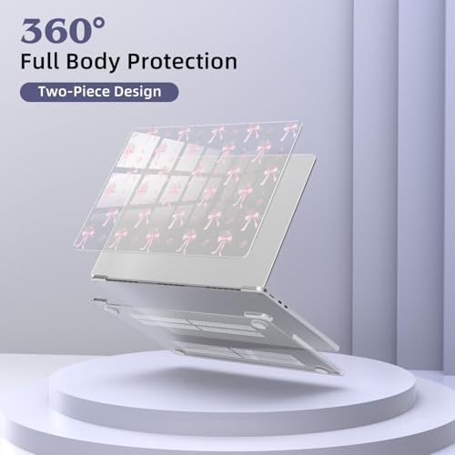 for MacBook Air 13.6 Inch Case M5/M4/M3/M2 2026-2022 Release A3449 A3240 A3113 A2681 Cute Flower Bow Aesthetic Design Crystal Clear Girly Case Laptop Protective Hard Shell Cover - color: Flower Bow
