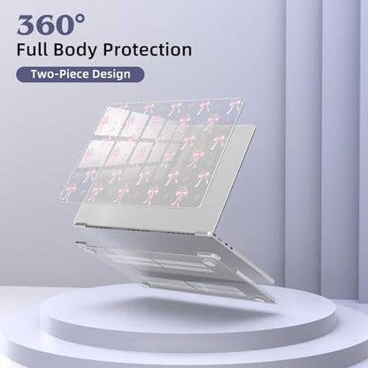 for MacBook Air 13.6 Inch Case M5/M4/M3/M2 2026-2022 Release A3449 A3240 A3113 A2681 Cute Flower Bow Aesthetic Design Crystal Clear Girly Case Laptop Protective Hard Shell Cover - color: Flower Bow