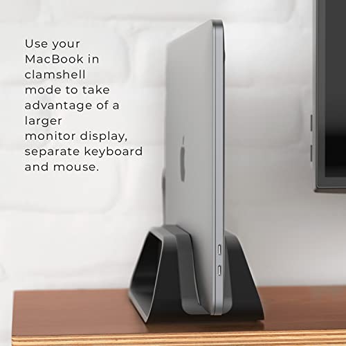 HumanCentric Vertical Laptop Stand Compatible with MacBook Pro and MacBook Air, Holder for Personal Computer Desk Stand, Aluminium, Exchangeable Inserts to Fit Different Device Models, Black - color: Black