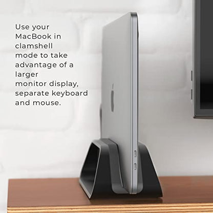 HumanCentric Vertical Laptop Stand Compatible with MacBook Pro and MacBook Air, Holder for Personal Computer Desk Stand, Aluminium, Exchangeable Inserts to Fit Different Device Models, Black - color: Black