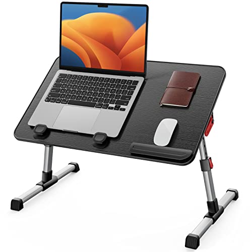 SAIJI Laptop Bed Tray Table, Adjustable Home Office Standing Desk Portable Lightweight Foldable Lap Desk for Sofa Couch Floor Working Studying Reading Writing Eating,Fit Up to 17" Laptop(Large，Black) | Adjustable Standing Desk Foldable for Sofa Couch Floo