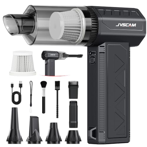 JVSCAM Compressed Air Duster,150000RPM Electric Air Duster, Vacuum Cleaner & Bag Vacuum 3-in-1, Rechargeable with 3-Gear Adjustable Wind Speed for Keyboard,Computer,Car,Home and Storage Bag Sealing
