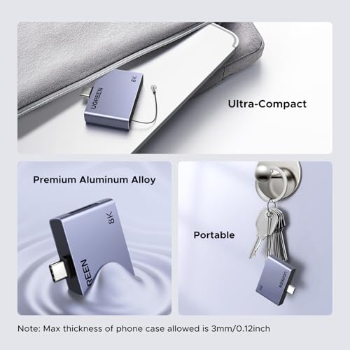 UGREEN USB C to DisplayPort 1.4 Adapter 8K@60Hz with PD 100W Fast Charging | 4K@240Hz, Unidirectional, Thunderbolt 4/3 to DP Compatible with iPhone 17, MacBook Pro/Air/Mini, iPad, Galaxy, Steam Deck