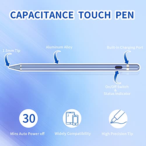 Active Stylus Pens for Touch Screens, Active Pencil Smart Digital Pens Fine Point Stylist Pen Compatible with iPhone iPad - color: blue