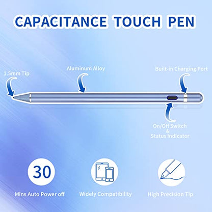 Active Stylus Pens for Touch Screens, Active Pencil Smart Digital Pens Fine Point Stylist Pen Compatible with iPhone iPad - color: blue