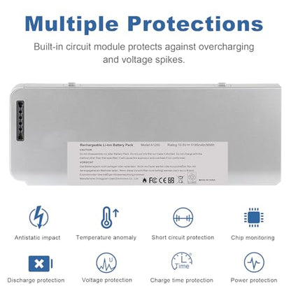 TREE.NB 56Wh A1280 Laptop Battery for Apple A1280 A1278 (2008 Version) MacBook 13-Inch Series, Compabiel for MB771G/A MB467LL/A MB466LL/A - size: 8.23x3.07x0.79inch A1280