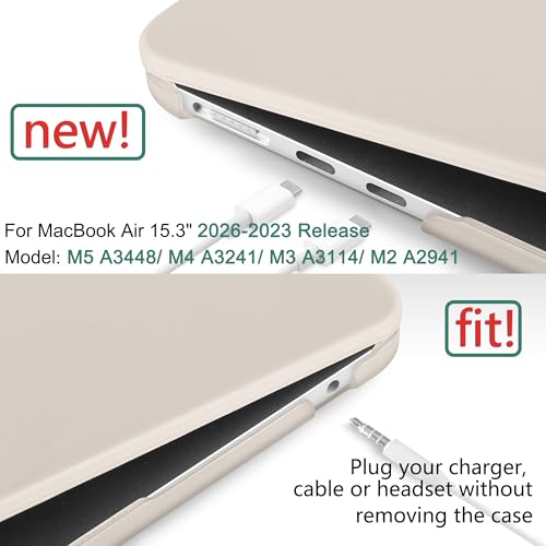 for MacBook Air 15 Inch Case M5 M4 M3 M2 (2026-2023) A3448 A3241 A3114 A2941, Protective Hard Shell Cover Compatible with Touch ID & Liquid Retina Display - Cream Stone - color: Cream Stone