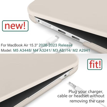 for MacBook Air 15 Inch Case M5 M4 M3 M2 (2026-2023) A3448 A3241 A3114 A2941, Protective Hard Shell Cover Compatible with Touch ID & Liquid Retina Display - Cream Stone - color: Cream Stone