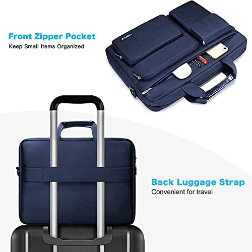 MOSISO Laptop Shoulder Bag 16 inch, 15-15.6 inch Computer Bag | Compatible with MacBook Pro 16 inch, HP, Dell, Lenovo with 2 Raised&1 Flapover&1 Horizontal Pocket&Handle&Belt, Navy Blue - color: Navy Blue, size: 16 inch
