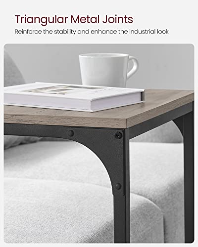 VASAGLE C-Shaped End Table, Side Table for Sofa, Couch Table with Metal Frame, Small TV Tray Table for Living Room, Bedroom, Greige and Black ULET353B02 - color: Greige + Black