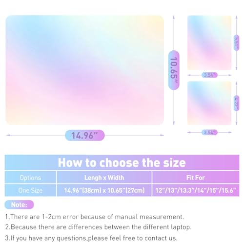 15-15.6 inches Netbook Laptop Skin Sticker Decal Reusable Cover Protector for 11.6 12 13 13.3 14 15 15.4 Notebook Chromebook Easy to Apply and Remove, Scratch-Resistant Waterproof I Pastel Gradient - color: Pastel Gradient