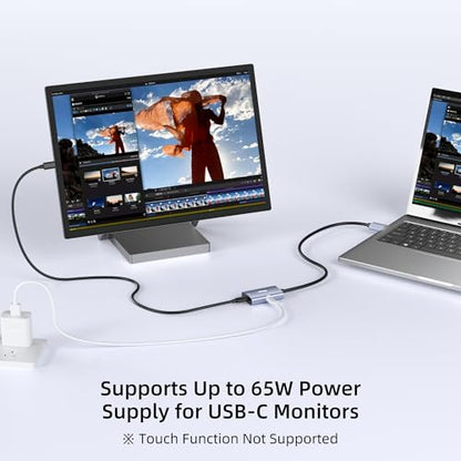 fairikabe DisplayPort to USB C Adapter 8K@30Hz 4K@144Hz, DP 1.4 to USB-C Monitor Converter with 65W PD Charging, Plug & Play for PC, Laptop, GPU, USB-C Portable Monitor (DP Alt Mode Required)