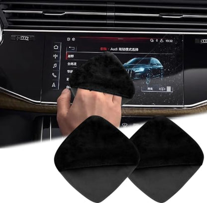 BFXM 2PCS Car Screen Cleaner, 4.1''×4.1'' Black Microfiber Dashboard Wipes | Square Microfiber Cloth, Automotive Display Wipes,Vehicle Screen Cleaner Tool for Dashboard Display, Car Interior Tool - color: Black& Grey