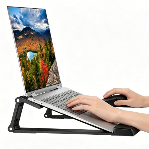 Laptop Stand for Desk ABS+Metal Portable Computer Riser Notebook Holder Printer Stand Office Desk Accessories Compatible with MacBook Air, Pro, Dell, HP, Lenovo and All 10-17" Laptops - color: Z-Black
