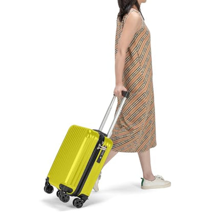 Personal Item Suitcase 18x14x8 Inches Hardside Built In TSA Lock & USB Port Lightweight Luggage With Removable Silent Wheels Underseat Carry-On Bag For Spirit and Frontier and More (Yellow) - color: Yellow