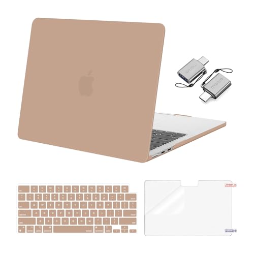 MOSISO Compatible with MacBook Air 13 inch Case M5 2026 M4 2025 M3 M2 2024-2022 A3449 A3240 A3113 A2681, Hard Shell&Keyboard Cover&Screen Film&Type C for MacBook Air 13.6 inch Case, Bronze Brown - color: Bronze Brown