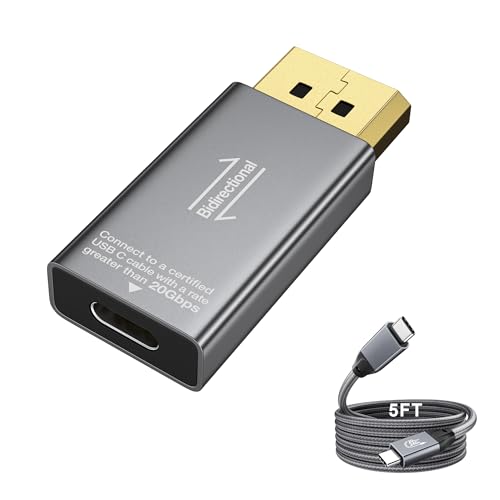 8K@60Hz USB C to DisplayPort 1.4 Adapter and USB C 3.2 Gen2x2 Cable 5FT Suit, Thunderbolt 4 and 5 to DP 1.4 Converter, Compatible with MacBook, iPhone 17/16/15, iPad Pro, S25/S24, Lenovo/HP/Dell/ASUS - size: Adapter + USB C Cable (1.5m)