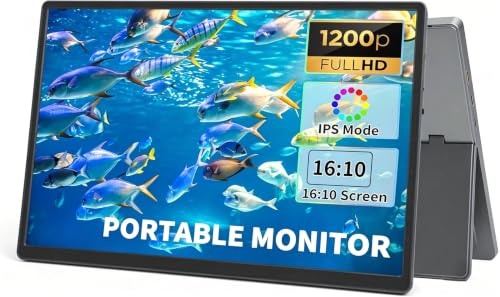 Portable Monitor, 13.3 Inch, 1200P IPS Display, Zero Frame, USB-C and HDMI, for Laptop, PC, Mac, PS, Xbox, Nintendo Switch - size: 13.3 Inch