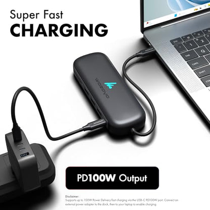 Type C 10 in 1 Wozoyo Docking Station with 2XUSB 5Gbps, Dual 4K HDMI, VGA, Gigabit Ethernet, USB 2.0, SD & TF, PD 100W, Compatible with Thunderbolt 4, macOS, Windows, Android & iOS - style: 10-in-1