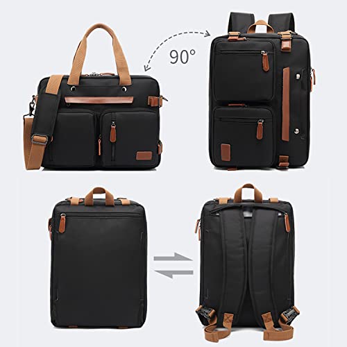 Laptop Backpack for Men Travel Business Fits up to 17.3-inch Computer Convertible Computer Case Carrying Shoulder Messenger Tote Briefcase Sleeve Extra Large Work Business Black Purse Laptop Bag - color: Black-m01