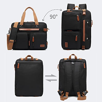 Laptop Backpack for Men Travel Business Fits up to 17.3-inch Computer Convertible Computer Case Carrying Shoulder Messenger Tote Briefcase Sleeve Extra Large Work Business Black Purse Laptop Bag - color: Black-m01