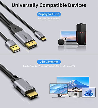 DisplayPort to USB C Cable 4K60Hz, 6.6ft for Studio Display, Wacom | Touchscreen Portable Monitor, AR Glasses Xreal Air, Rayneo, Rokid, USB-C Monitor