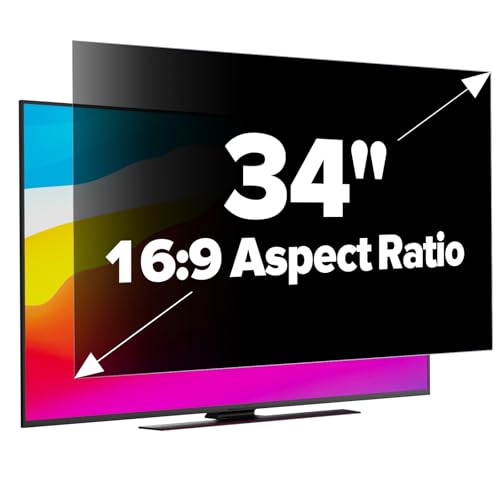 Upgraded HD Computer Privacy Screen 34 inch, Monitor Privacy Screen for 21:9 Widescreen Removable Anti Glare Computer Shield Cover and Blue Light UV-Blocking Filter - size: 34 inch