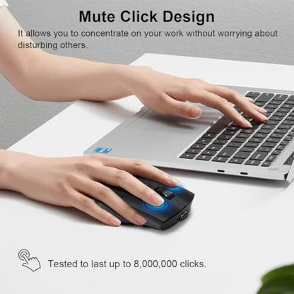 Bluetooth Wireless Mouse（BT5.2+USB 2.4G Receiver） Silent Quiet Clicks，Works with Dual Mode for Laptop/iPad/Tablet/Apple/Computer/Mac & Bluetooth Mouse 6 Buttons, (G301, Black) - style: G301