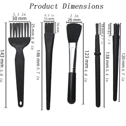 Small Nylon Anti Static Brushes Kit Portable Cleaning Brush Kit for Electronics Computer Keyboard Laptop Camera Phone (Black, Set of 5)