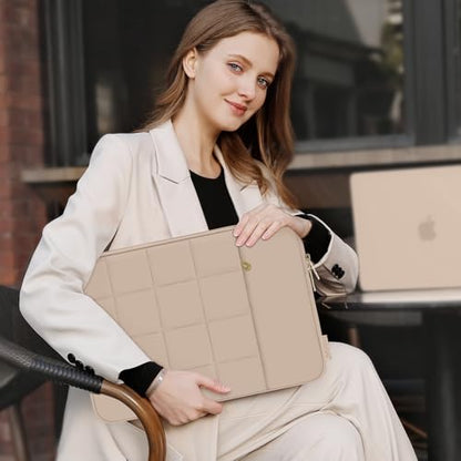 MOSISO Laptop Case 13.3 inch,13-13.3inch Puffy Laptop Sleeve, Brown | Compatible with MacBook Air 13 13.6/Neo/Pro 13/Pro 14,HP Dell ASUS,Twelve Square Quilted Bag with Vertical Pocket&Small Case - color: Brown, size: 13.3 inch