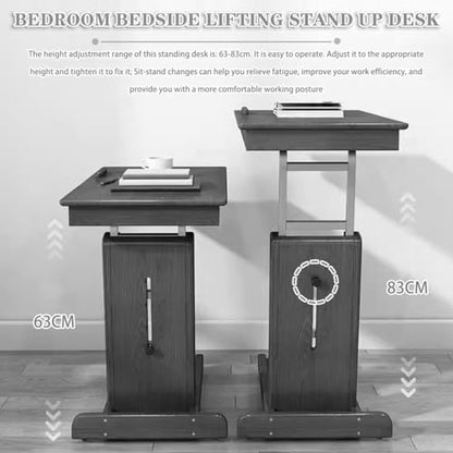 Adjustable Height Standing Desk Bedside Lifting Stand Up Desk, Tiltable Desktop Sofa Side Table, Laptop Table with Locking Wheels, Reversible and Foldable Workbench(Primary Color) - color: Primary Color
