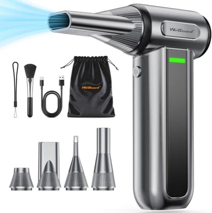 WeGuard Electric Air Duster - Heavy Duty 180000RPM Dust Blower for Computer PC Keyboard Car Detailing, Cordless Leaf Blower for Yard, Inflator for Air Mattress - Replace Canned Air