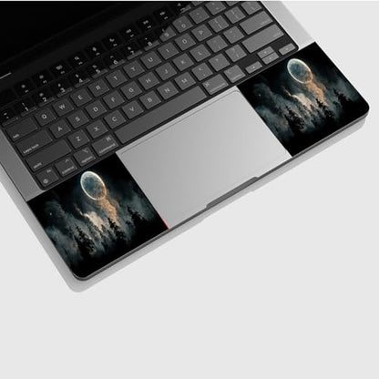 Universal Laptop Skin Sticker with 2 Wrist Pad Skins, Waterproof Scratch Resistant Vinyl Laptop Cover Decal, Cut to Fit for 11–15.6 Inch MacBook HP Dell Lenovo, Foggy Forest Moon - color: Foggy Forest Moon