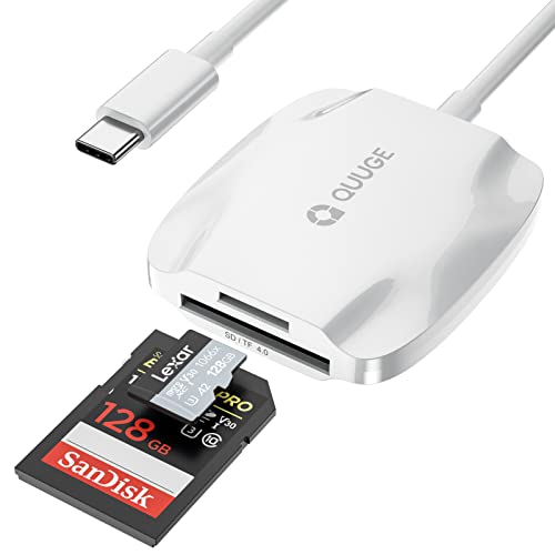 USB C SD Card Reader 4.0, QUUGE 2-in-1 UHS-ii Memory Card Reader, Micro SD Card Reader Type-C, Compatible with SDXC, SDHC, SD, MMC, RS-MMC, Micro SDXC, Micro SD, Micro SDHC, iPad Pro, Air MacBook Pro