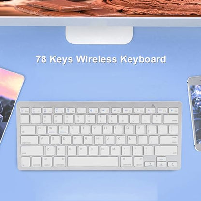 Zunate Bluetooth Keyboard - 78 Key Ultra Slim Compact Design, Ergonomic Wireless External Keyboard with Silent Typing and Portable USB Connectivity (Silver)