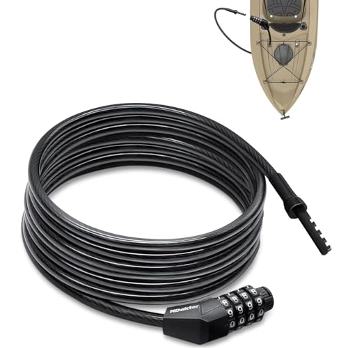 NDakte Bike Lock, Extra Long Straight Cable Lock (6FT, 12FT, 18FT, 22FT, 27ft) with Resettable Combination, Unique Narrow Designed for Kayaks, Scooters, Paddle Boards and Outdoor Gear - size: 12 Feet
