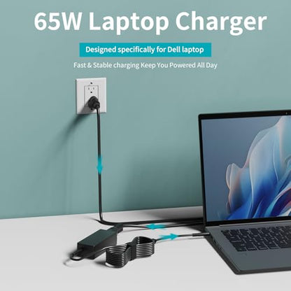 65W 4.5mm Small Barrel Tip Laptop Charger for Dell 19.5V 3.34A Power Adapter Replacement for Dell 14 15 16, Inspiron 14 15 16, Vostro 14 15 16 Series [NOT for 7.4mm Large Barrel Tip]