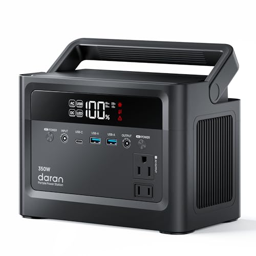 Portable Power Station 350W, 230.4Wh Power Bank LiFePO4 Battery 110V Pure Sine Wave AC Outlet with PD Fast Charging, Solar Generator for Camping, Emergency, Laptop, RV, Off-Grid Living (Surge 700W) - color: Black