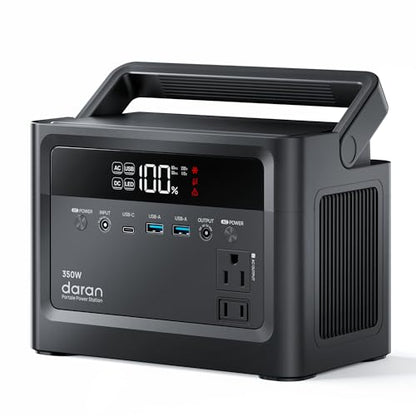 Portable Power Station 350W, 230.4Wh Power Bank LiFePO4 Battery 110V Pure Sine Wave AC Outlet with PD Fast Charging, Solar Generator for Camping, Emergency, Laptop, RV, Off-Grid Living (Surge 700W) - color: Black