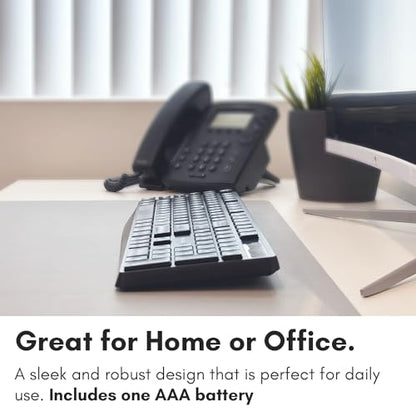 Macally Wireless Keyboard | 2.4G Computer Keyboard (Full Size, Quiet Keys) All Day Comfortable Typing with Wireless USB for Laptop, Desktop PC, Surface, Chromebook, Notebook